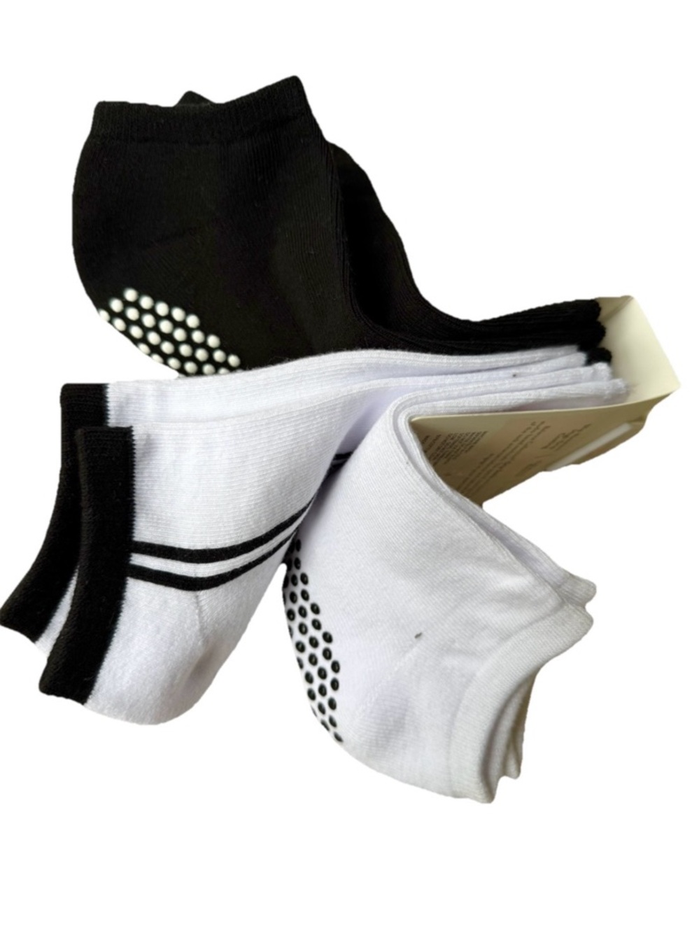 NEW Balance Collection Low-Cut  Grip Socks - Black & White Non Slip Yoga Pilates